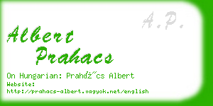 albert prahacs business card